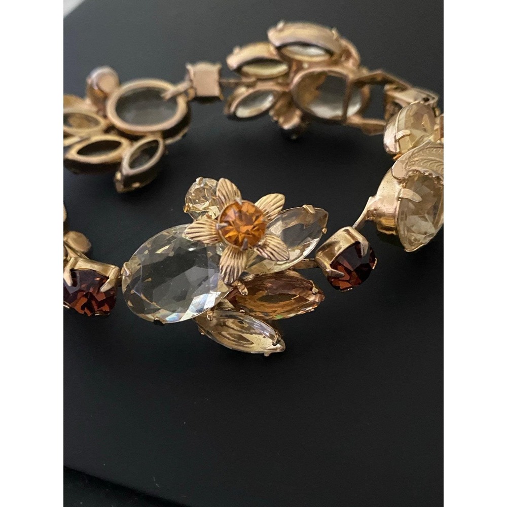 WEISS vintage gold tone rhinestone bracelet 50s-60s